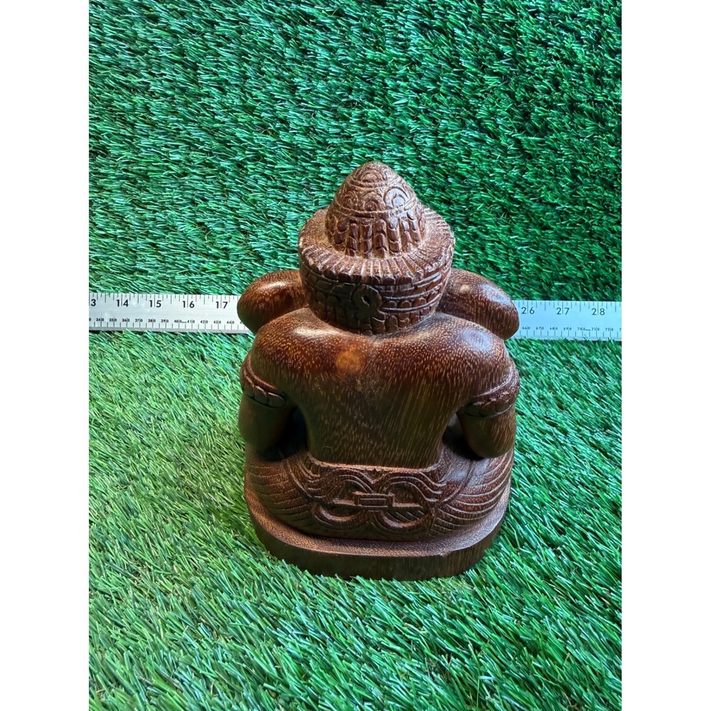 Artisans Angkor Hand Carved Wood Ganesha Statue Seated Hindu Deity Cambodia 5.5" - Picture 7 of 8